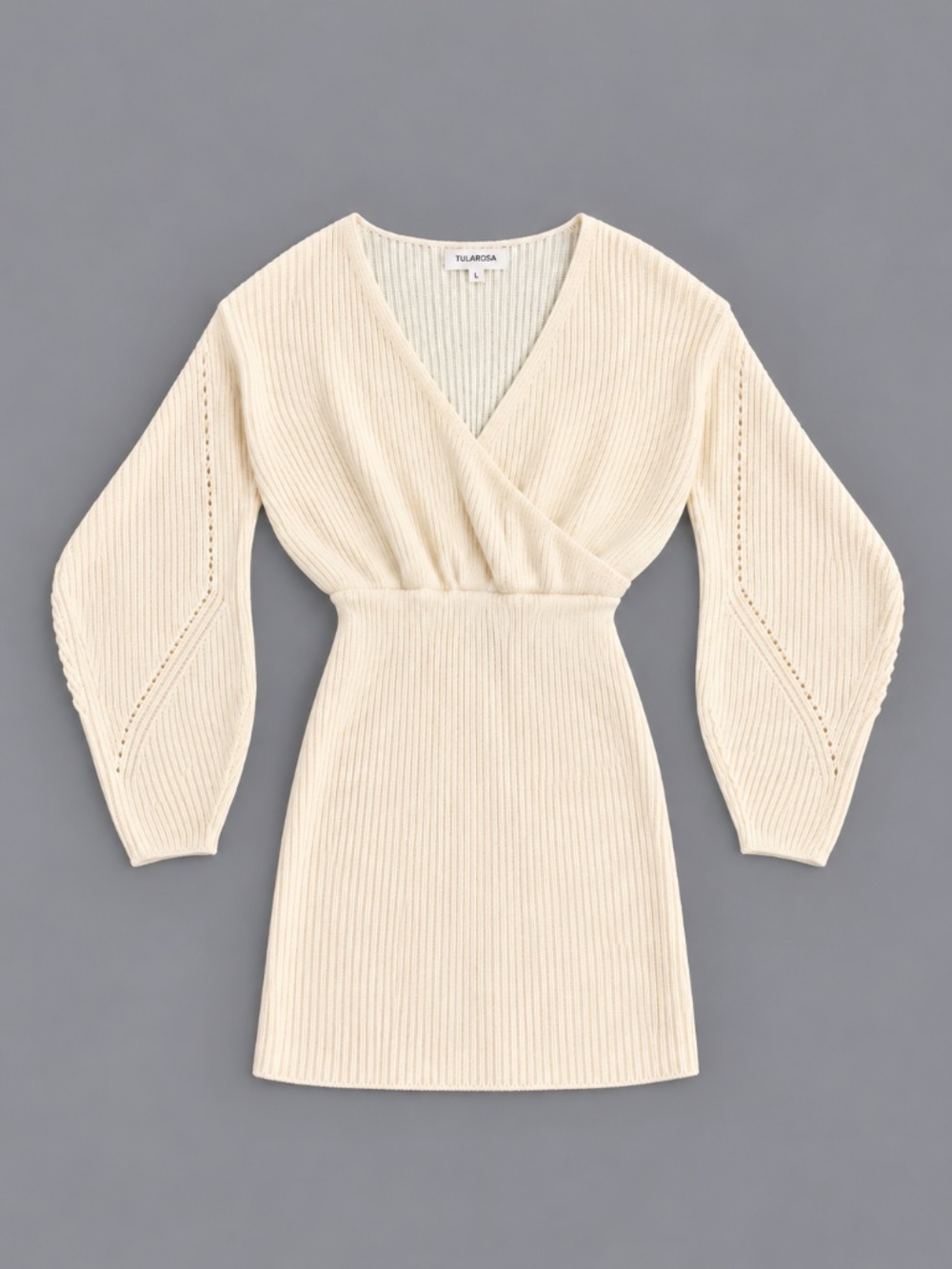 Tularosa Ivory Knit Wrap Mini Dress – Size L